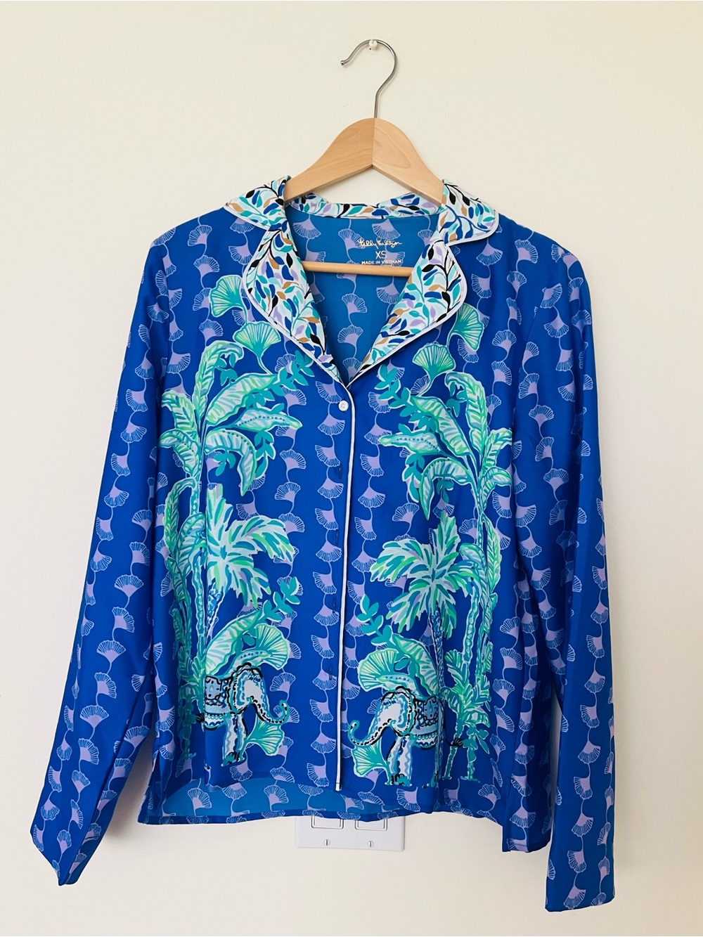 Lilly Pulitzer Blue Tropical-Print Shirt *Last Chance*